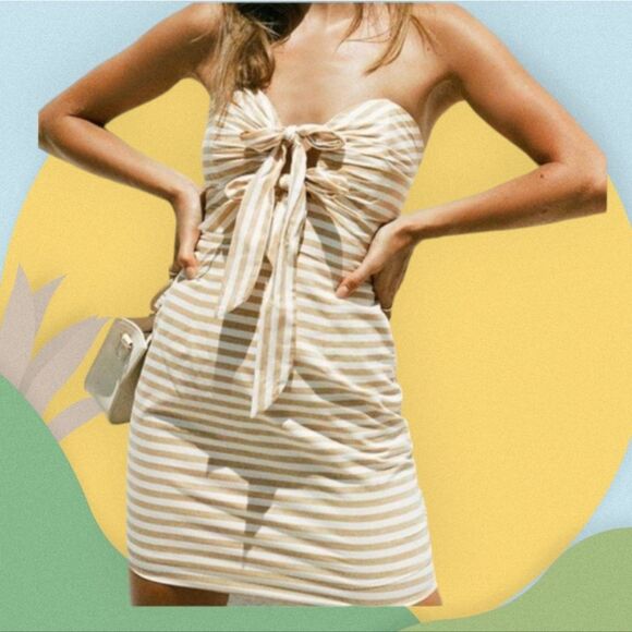 Sabo Skirt Beige and White Striped Mini Dress - Picture 2 of 10